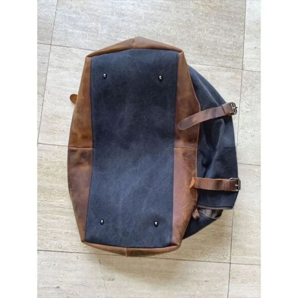 BLUBOON Weekender Overnight Duffel Bag Canvas Leather Rustic‎ 20x9x16